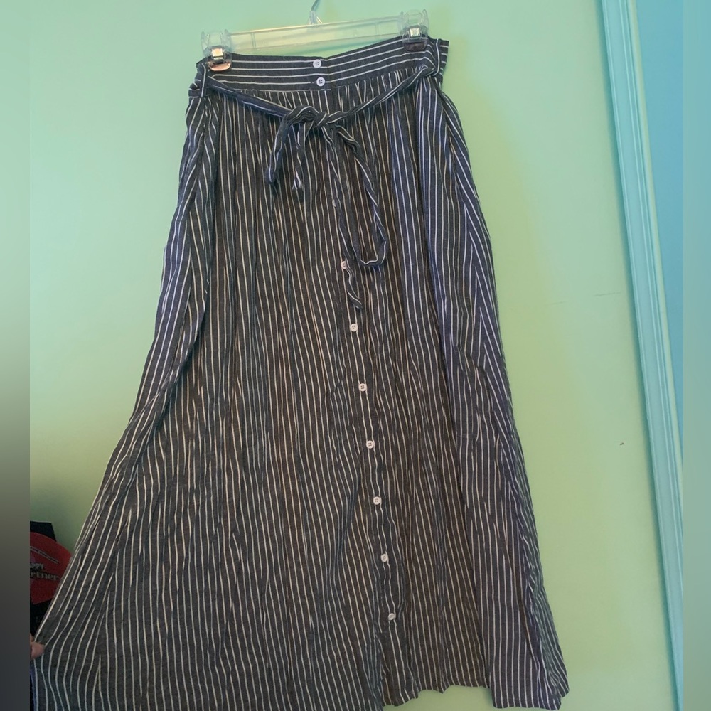 Vintage Pinstripe Maxi Long Skirt